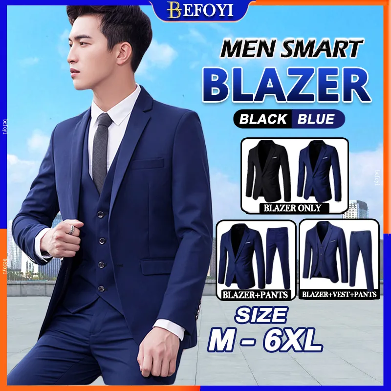 Ảnh Bộ 3 Bộ Áo Blazer Nam Bộ Phù Hợp Với Công Sở Chính Thức Cưới Văn Phòng Hàn Quốc Áo Khoác Ngoài Quần Áo Khoác Tuxedo Sut lelaki 3