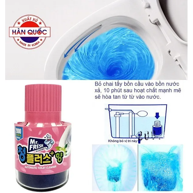 Ảnh Bộ 3 Chai thả bồn cầu làm sạch diệt khuẩn Mr.Fresh Hàn Quốc hương hoa ly 4