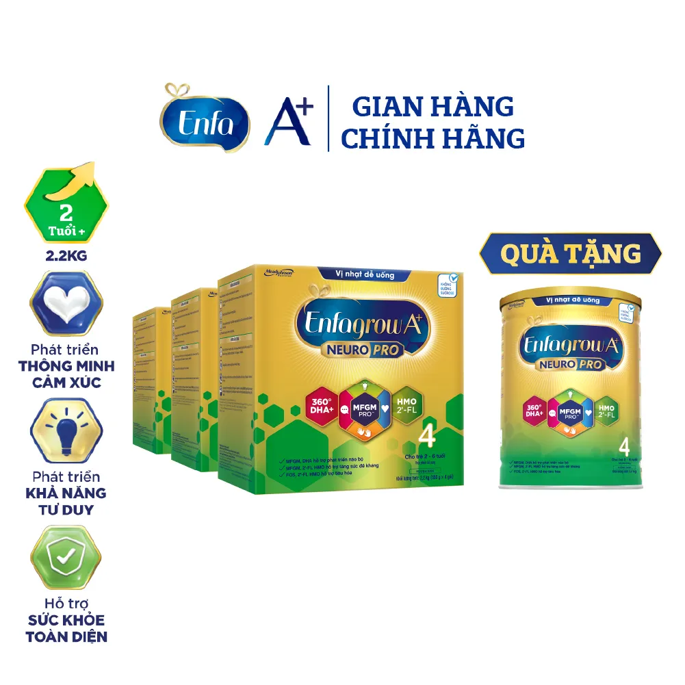 Ảnh Bộ 3 hộp Sữa bột Enfagrow A+ Neuropro 4 Vị nhạt dễ uống – 2.2kg/hộp 2