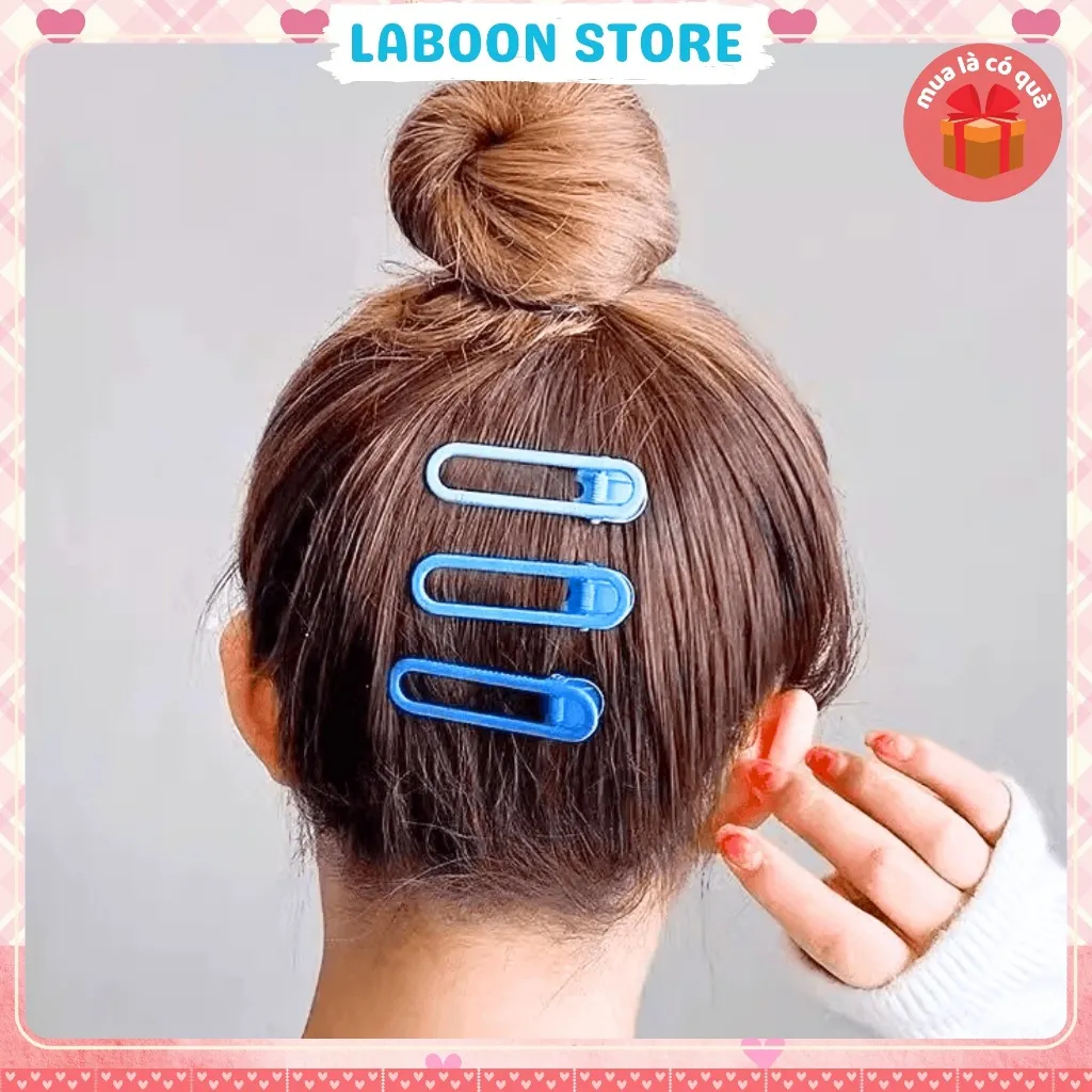 Ảnh Bộ 3 kẹp tóc mái mỏ vịt LABOON accessories chữ nhật nhiều màu phụ kiện kẹp tóc mái basic thời trang 3
