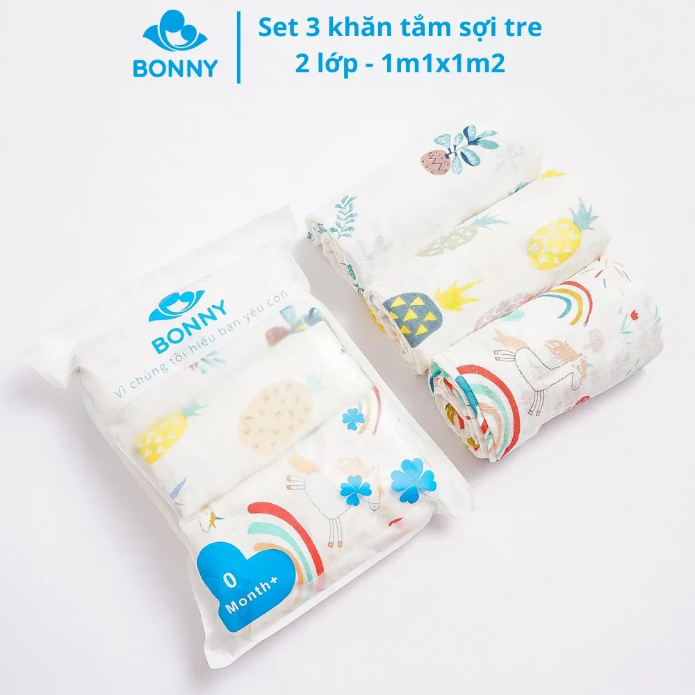 Ảnh Bộ 3 Khăn Tắm BONNY Sợi Tre 1m1x1m2 Siêu Nhẹ, Mềm Mịn và Thấm Hút Tốt 1
