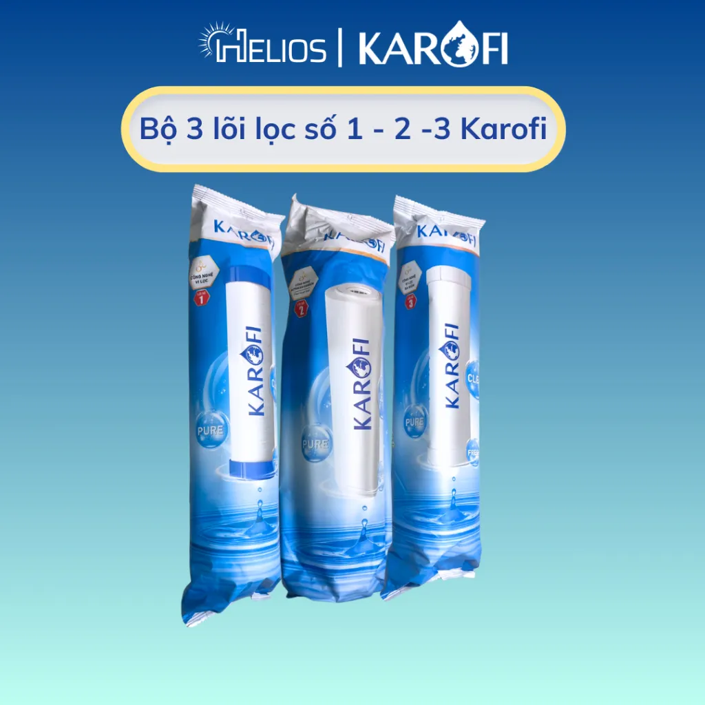 Ảnh Bộ 3 Lõi lọc nước Karofi 1,2,3 dùng cho máy lọc nước RO có 3 cốc lọc 10inch - Hàng chính hãng 1