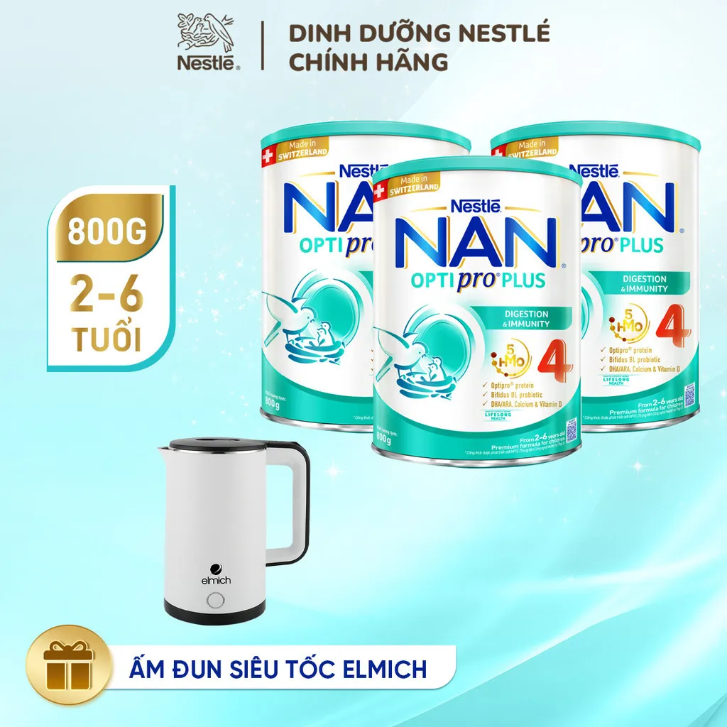 Ảnh Bộ 3 Lon Sữa bột Nestlé NAN OPTIPRO PLUS 4 xuất xứ Thụy Sĩ 800g cho bé 2 - 6 tuổi 1