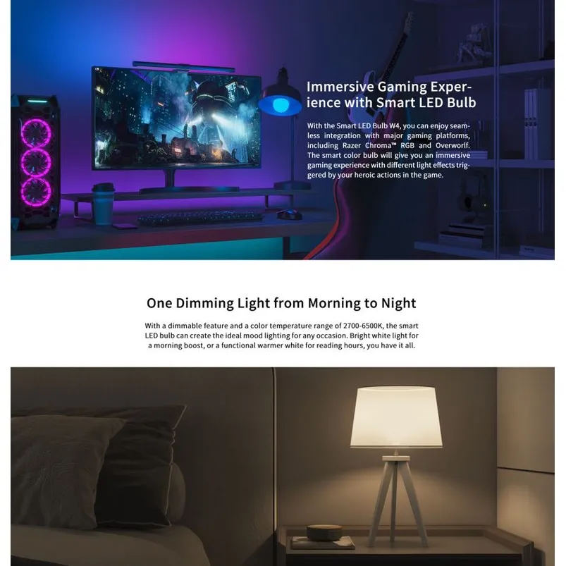 Ảnh Bộ 4 bóng đèn Yeelight W4 16 triệu màu chuôi đèn E27, nháy theo nhạc, tương thích Homekit 3