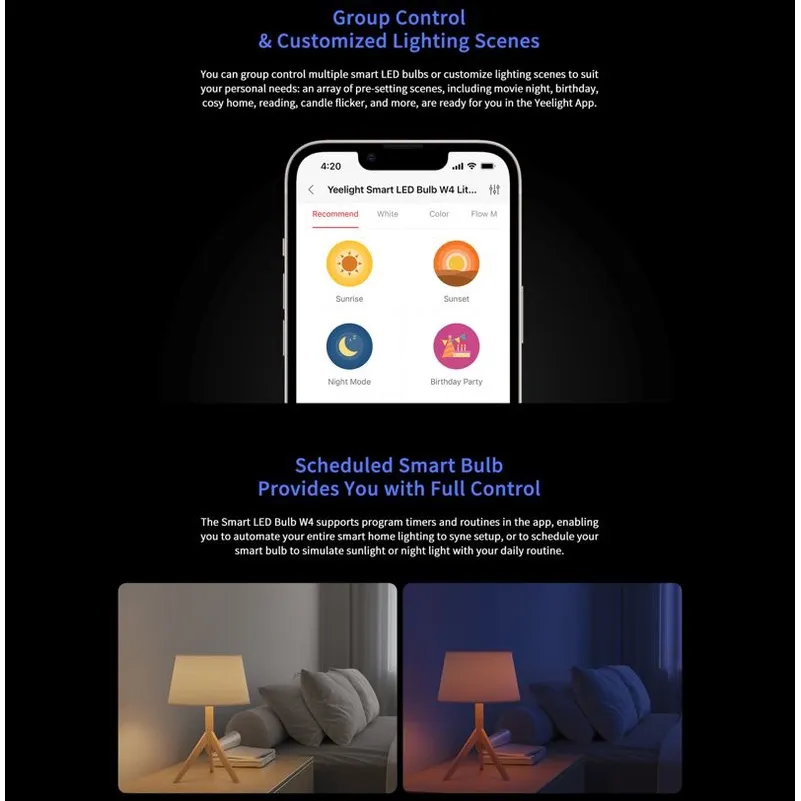 Ảnh Bộ 4 bóng đèn Yeelight W4 16 triệu màu chuôi đèn E27, nháy theo nhạc, tương thích Homekit 4