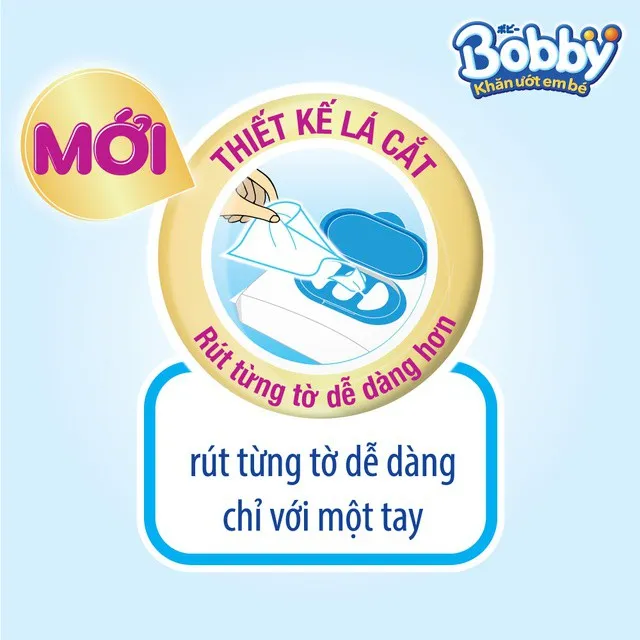 Ảnh Bộ 6 gói Khăn ướt Bobby không mùi 100 tờ/gói (Xanh) 4