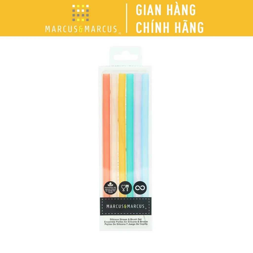 Bộ 6 Ống Hút Silicon Marcus & Marcus Kèm Cọ Rửa: An Toàn, Thân Thiện Môi Trường Cho Bé