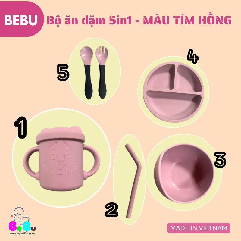 Ảnh Bộ ăn dặm BeBu Silicon Cao cấp cho bé (2 màu) 3