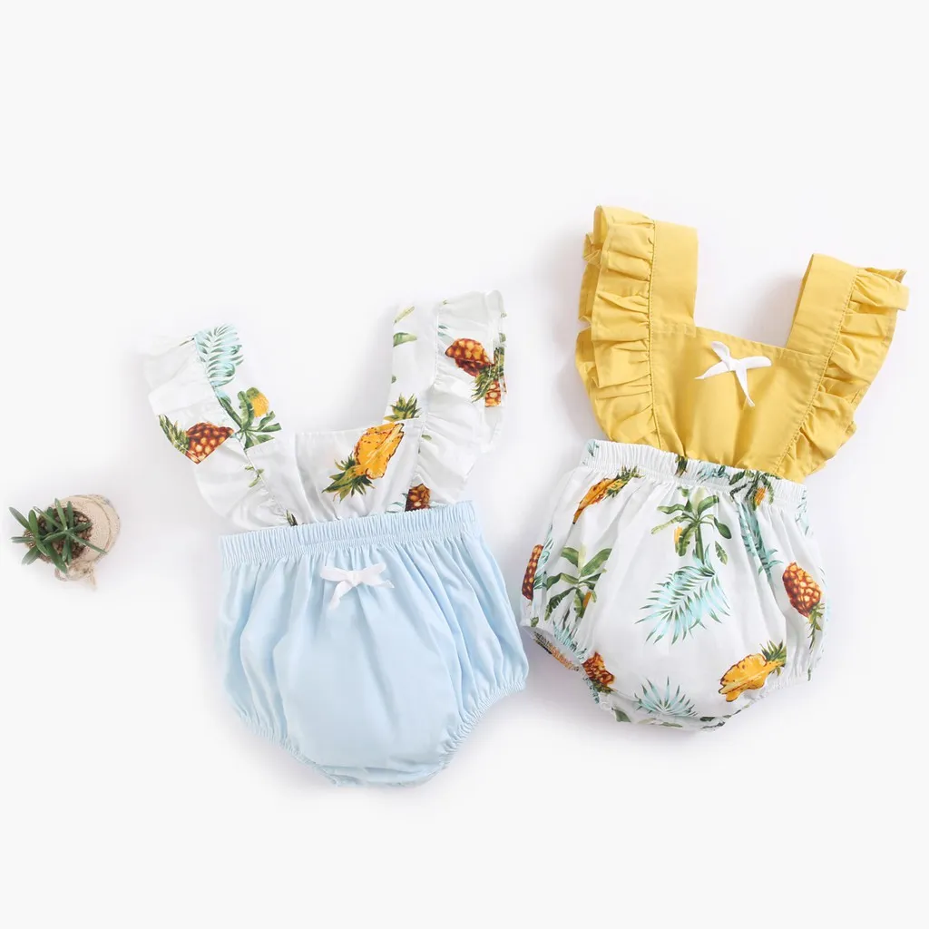 Ảnh Bộ Áo Liền Quần Sanlutoz Bằng Chất Liệu Cotton Phong Cách Thời Trang Mùa Hè In Họa Tiết Quả Dứa Dành Cho Bé Gái 1