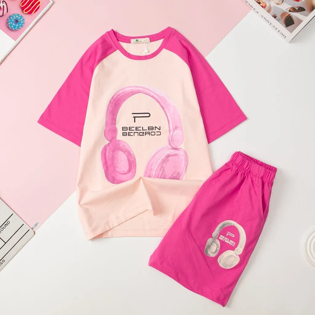 Ảnh Bộ áo phông, quần đùi LITIBABY ngắn tay ráp lăng cho bé gái 30kg - 60kg 4
