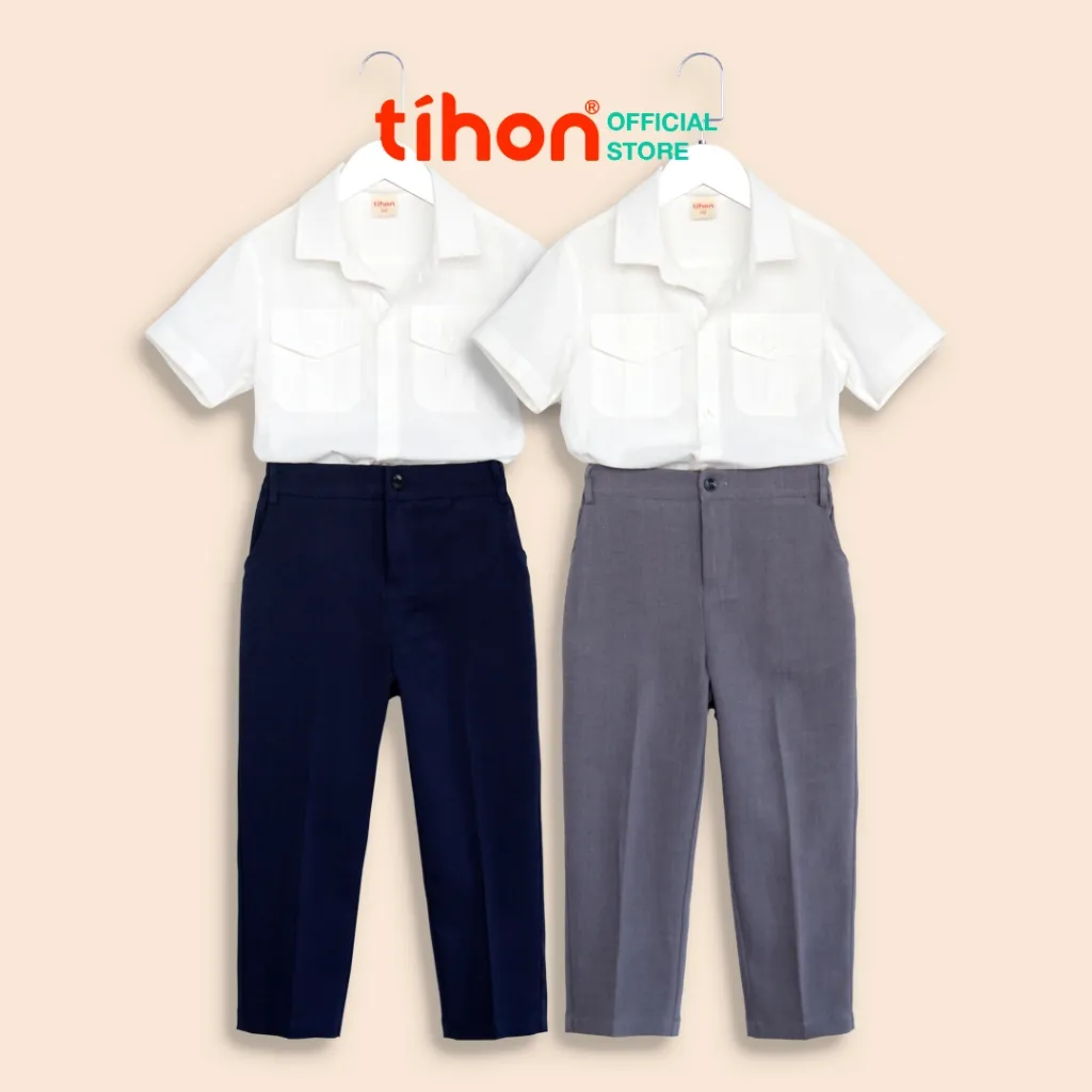 Ảnh Bộ áo sơ mi trắng quần âu bé trai TIHON phong cách lịch lãm thoáng mát QD0750786, ASM0750806 1