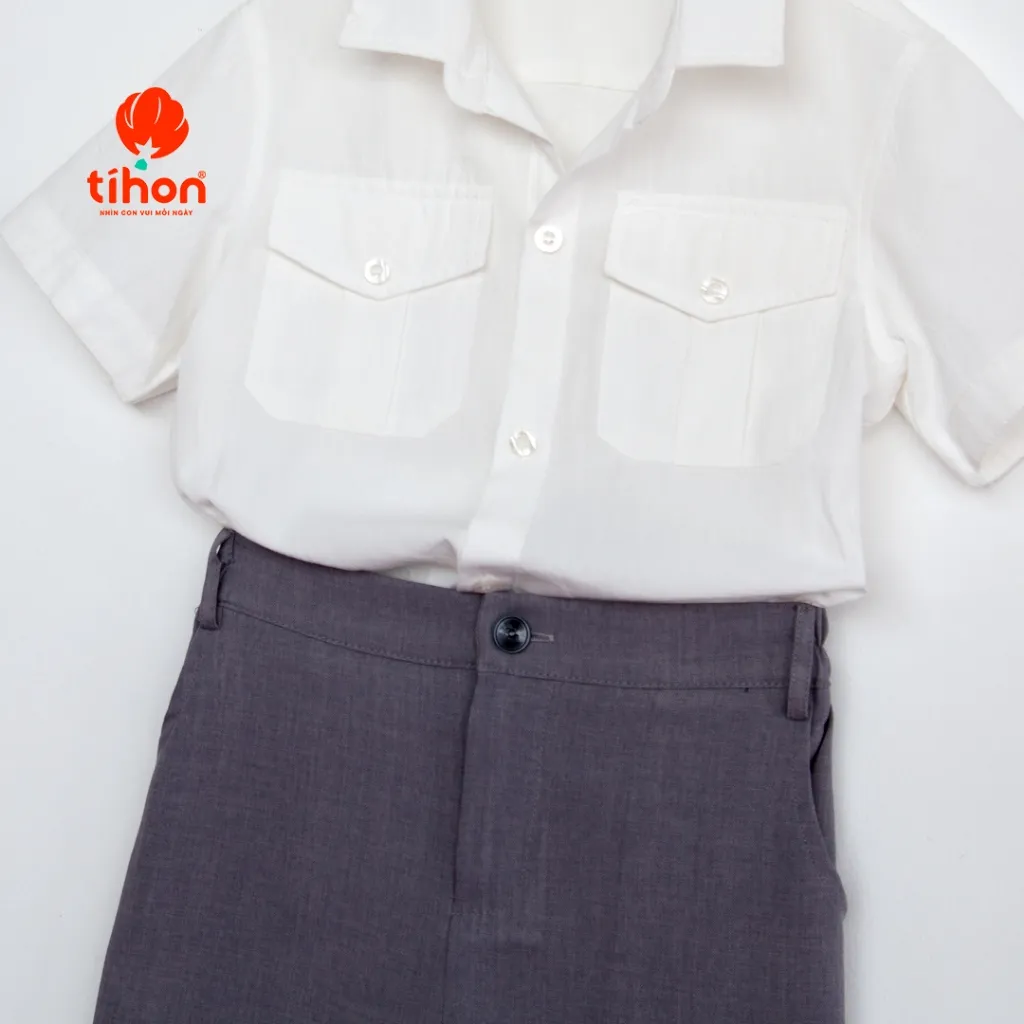 Ảnh Bộ áo sơ mi trắng quần âu bé trai TIHON phong cách lịch lãm thoáng mát QD0750786, ASM0750806 4