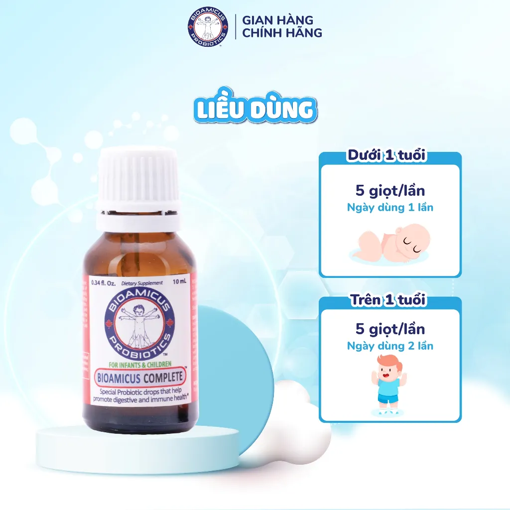 Ảnh Bộ Ba Cho Bé Ăn Ngon Cao Lớn Thông Minh - Men 10 Chủng BioAmicus & BioAmicus Vitamin D3K2MK7 & BioAmicus Omega-3 DHA 2