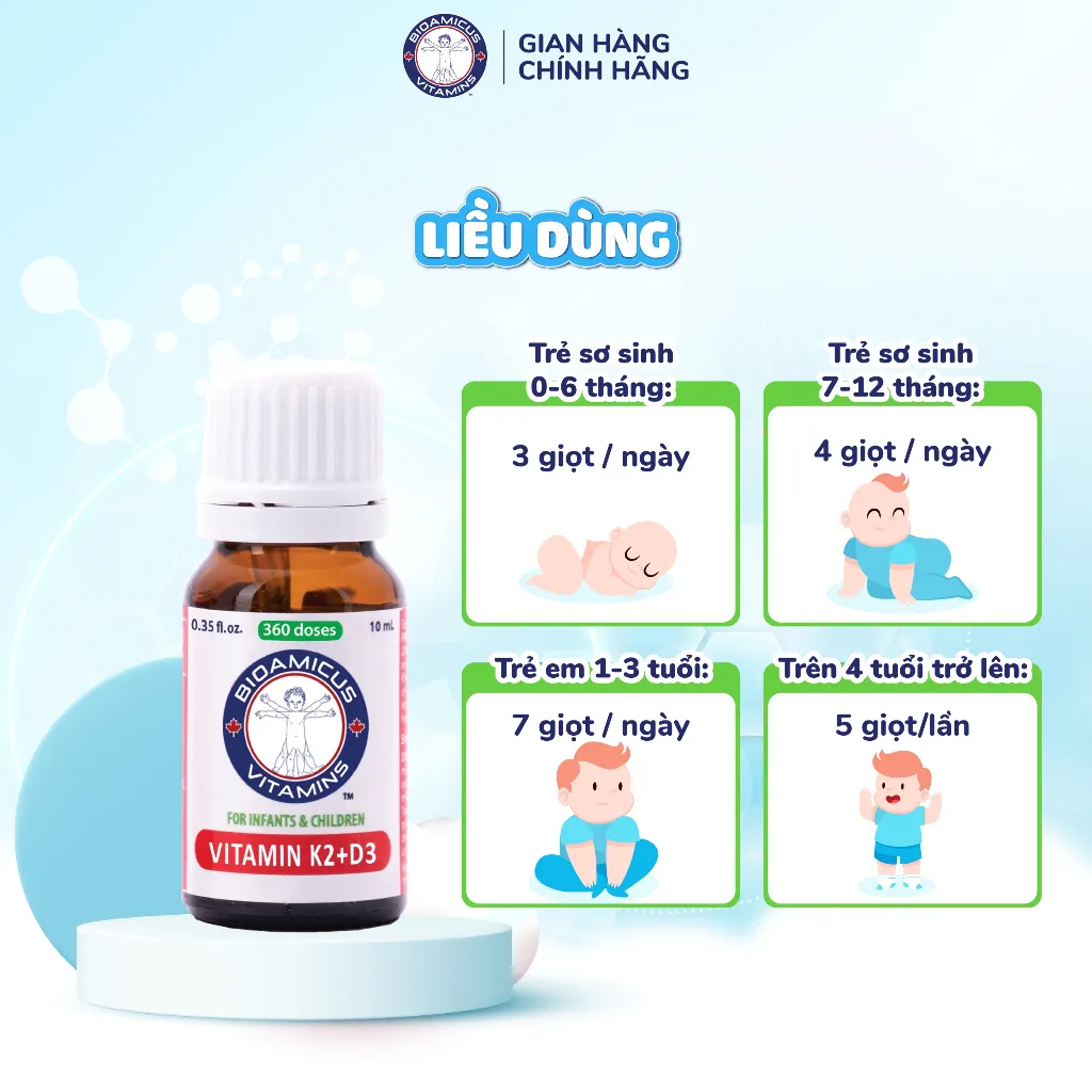 Ảnh Bộ Ba Cho Bé Ăn Ngon Cao Lớn Thông Minh - Men 10 Chủng BioAmicus & BioAmicus Vitamin D3K2MK7 & BioAmicus Omega-3 DHA 4