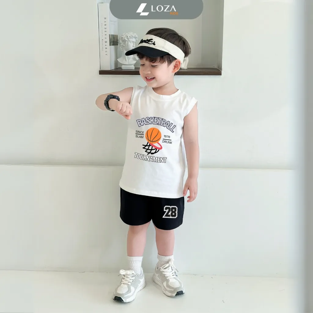 Ảnh Bộ ba lỗ bé trai bóng rổ size từ 15-40kg - Quần áo bé trai Loza Kids BL346 1
