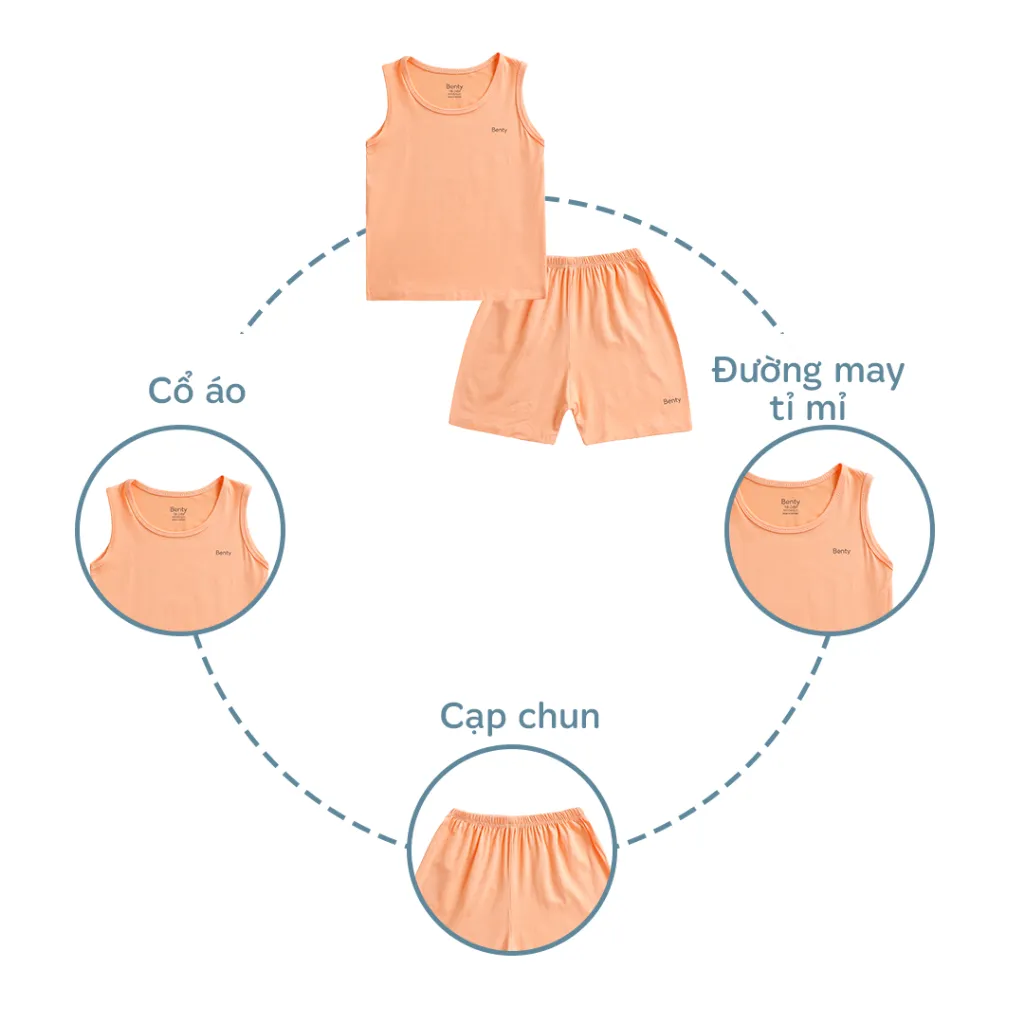 Ảnh Bộ ba lỗ BENTY trẻ em trơn basic dễ phối đồ,chất vải mềm mịn, mát mẻ cho bé từ 6 tháng đến 5 tuổi 3