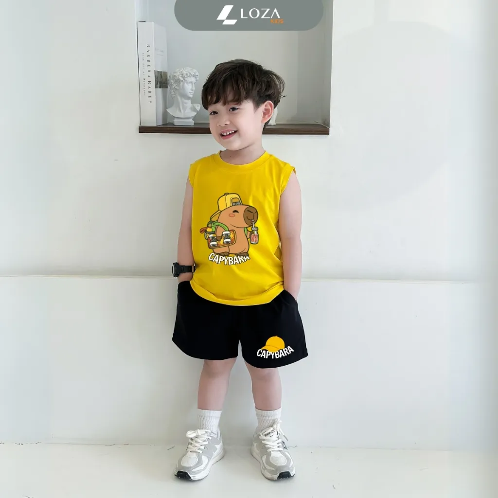 Ảnh Bộ ba lỗ Capybara size từ 15-40kg - Bộ đồ sát nách cho bé Loza Kids BL347 1