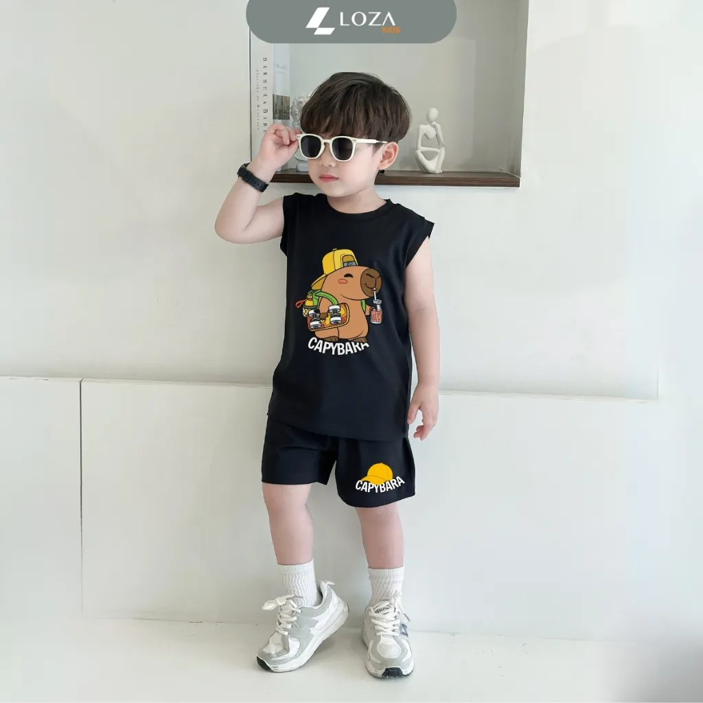 Ảnh Bộ ba lỗ Capybara size từ 15-40kg - Bộ đồ sát nách cho bé Loza Kids BL347 2