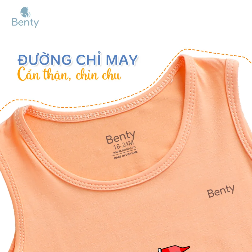 Ảnh Bộ ba lỗ hình in chú mèo đầu bếp BENTY BT089 thoáng mát, quần áo trẻ em bé trai bé gái mềm mịn 4