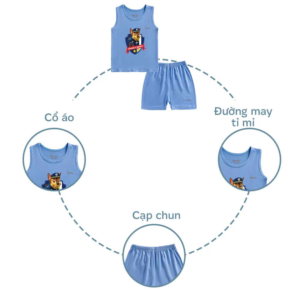 Ảnh Bộ ba lỗ in chó cứu hộ Paw Patrol BENTY thấm hút mồ hôi tốt, quần áo trẻ em cao cấp chính hãng 3