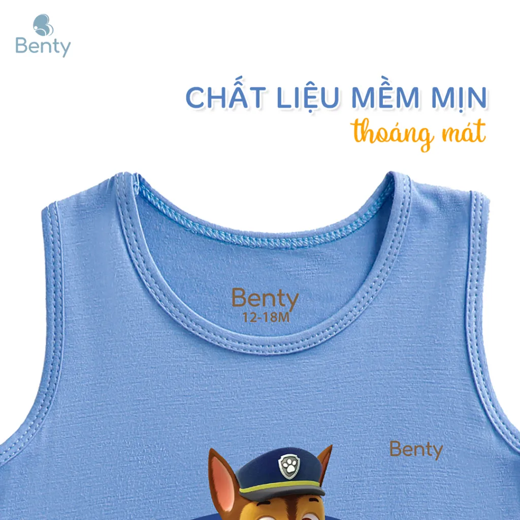 Ảnh Bộ ba lỗ in chó cứu hộ Paw Patrol BENTY thấm hút mồ hôi tốt, quần áo trẻ em cao cấp chính hãng 4