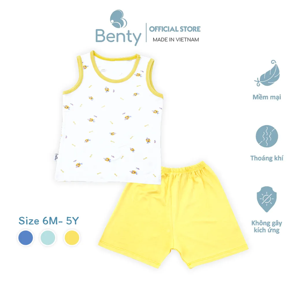 Ảnh Bộ ba lỗ quần áo trẻ em họa tiết BENTY cotton mềm mịn mát, đồ bộ trẻ em cao cấp, thoáng khí 1