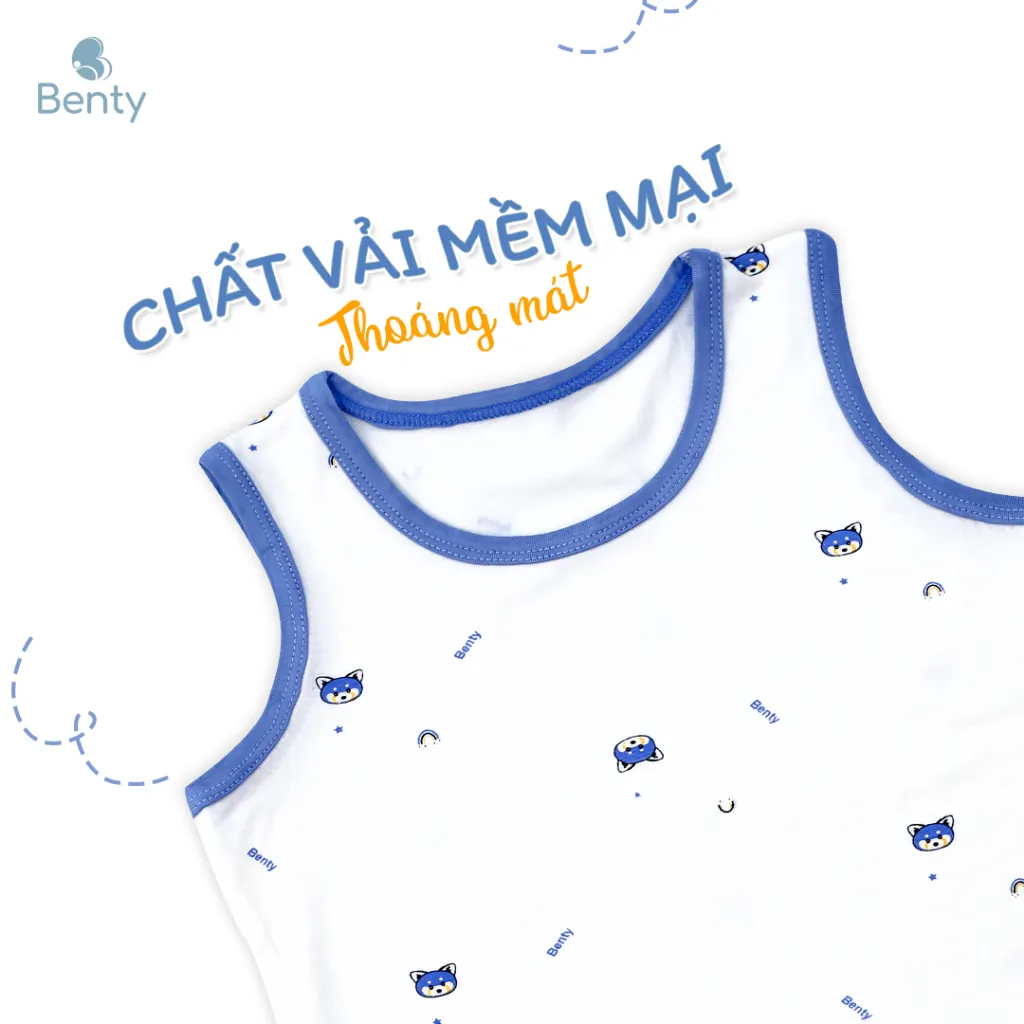 Ảnh Bộ ba lỗ quần áo trẻ em họa tiết BENTY cotton mềm mịn mát, đồ bộ trẻ em cao cấp, thoáng khí 4