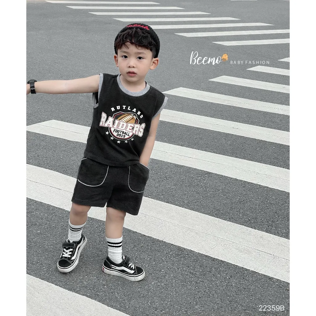 Ảnh Bộ ba lỗ thể thao cho bé trai Beemo,Chất liệu cotton mềm mịn, siêu mát, in hình quả bóng siêu đẹp, khoẻ khoắn B478 1