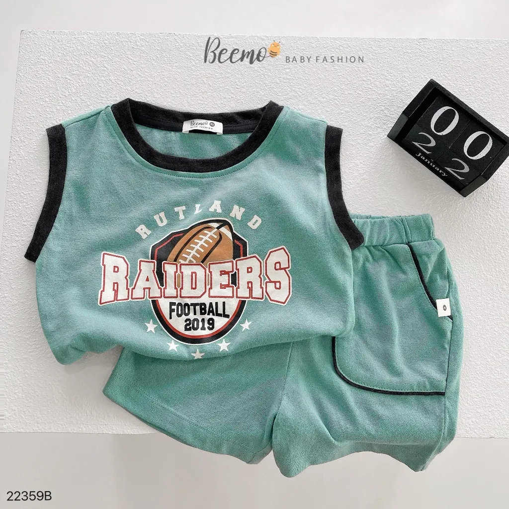 Ảnh Bộ ba lỗ thể thao cho bé trai Beemo,Chất liệu cotton mềm mịn, siêu mát, in hình quả bóng siêu đẹp, khoẻ khoắn B478 3