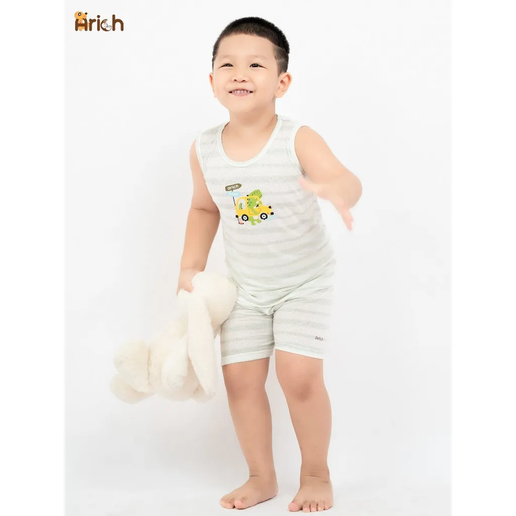 Ảnh Bộ ba lỗ trẻ em mùa hè arich , vải sợi tre thông hơi, mát , rất mát,size 9M đến 5 tuổi 4