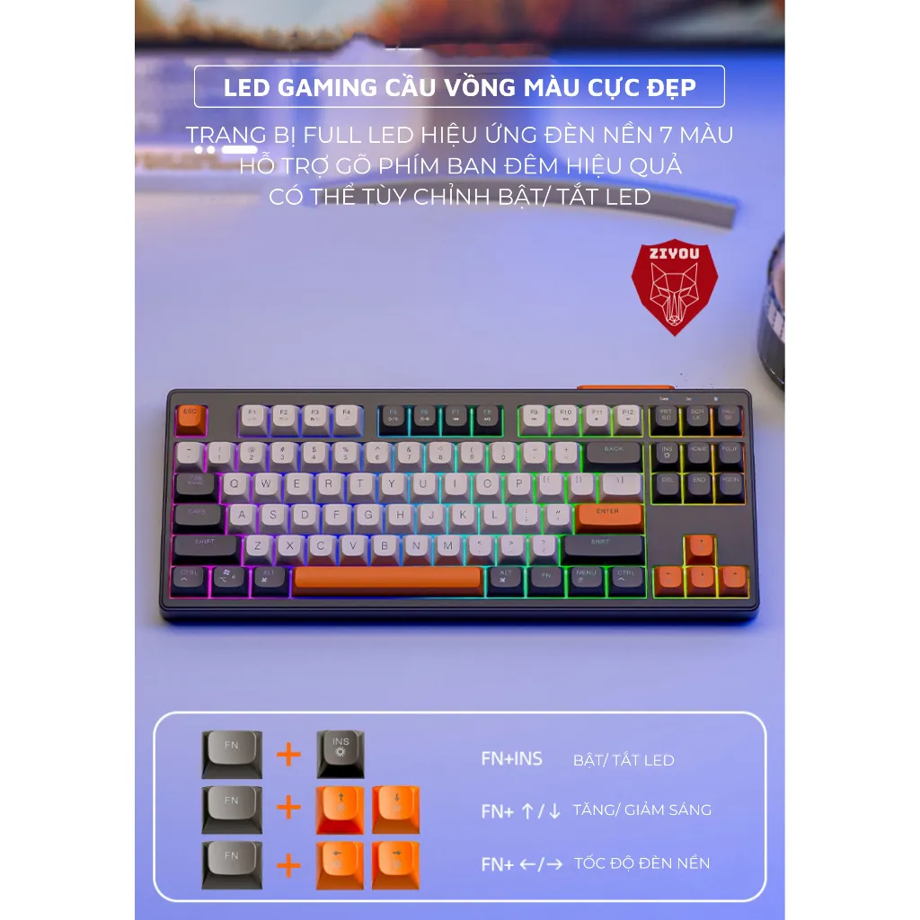 Ảnh Bộ Bàn Phím Chuột Bluetooth Không Dây Ziyou M87 LED Kết Nối Đa Năng Chơi Game Dùng Văn Phòng 3