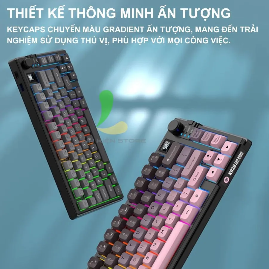 Ảnh Bộ Bàn Phím Không Dây HOSAN XUNFOX K920 Công Thái Học Có Màn Hình Hiển Thị, Nút Vặn Điều Chỉnh 2
