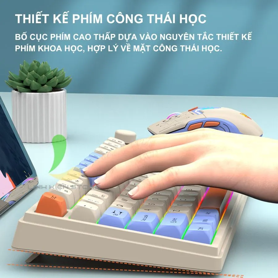 Ảnh Bộ Bàn Phím Không Dây HOSAN XUNFOX K920 Công Thái Học Có Màn Hình Hiển Thị, Nút Vặn Điều Chỉnh 3