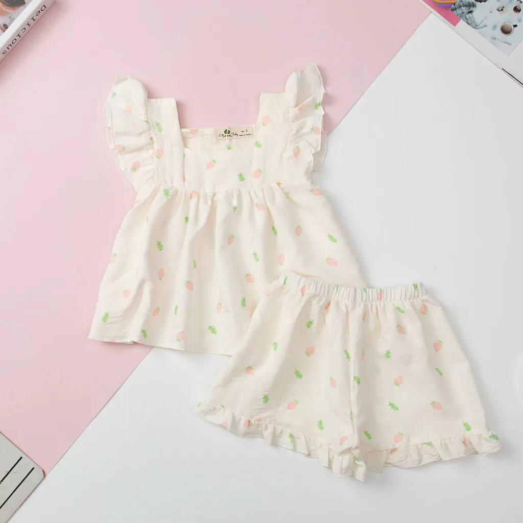 Ảnh Bộ bé gái mặc nhà mùa hè LITIBABY, vải đũi xốp, tay áo cánh tiên size 2 đến 7 tuổi 4