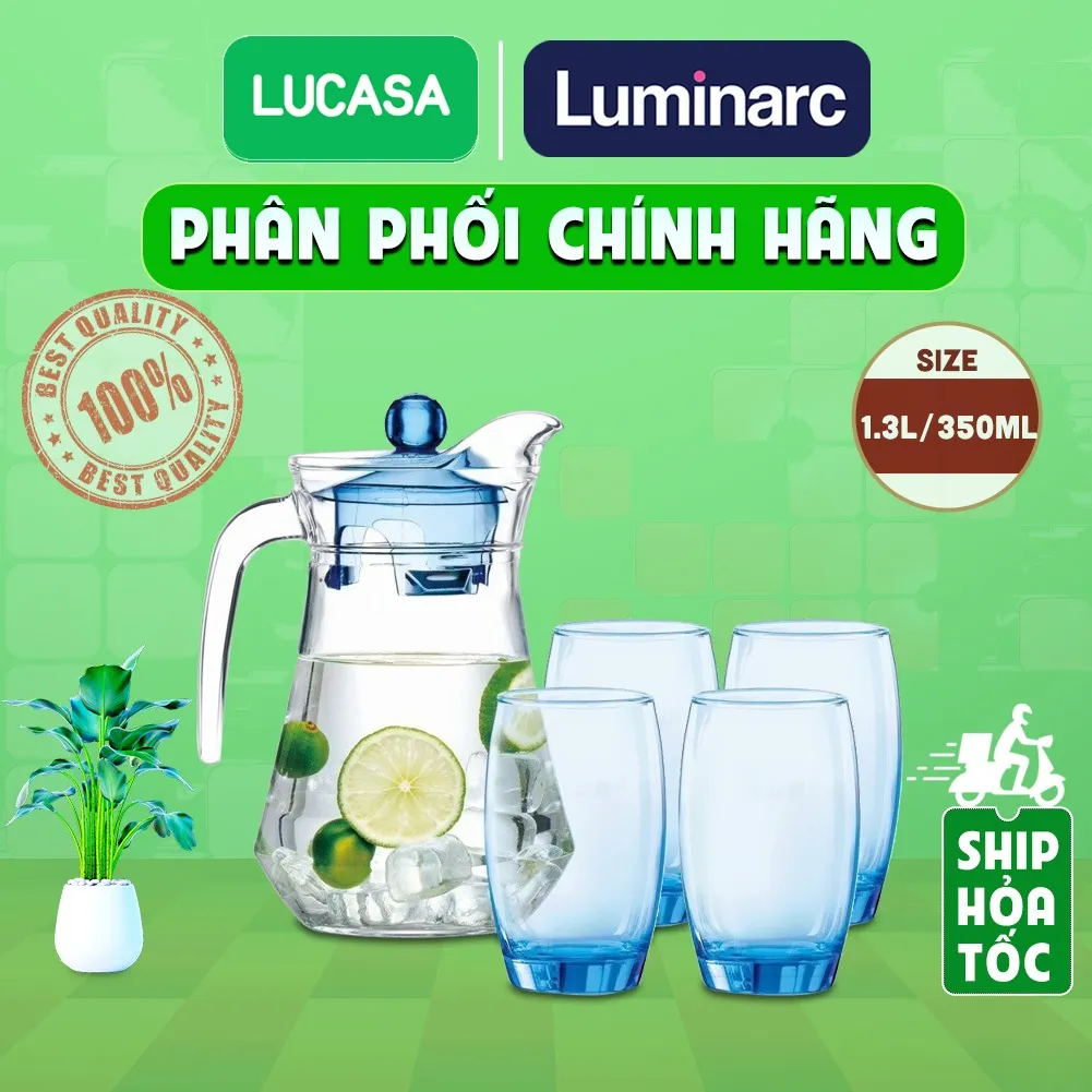 Đánh Giá Bộ Bình Ly Thủy Tinh Luminarc Arc Salto Blue 5 món L6105 | An Toàn & Sang Trọng