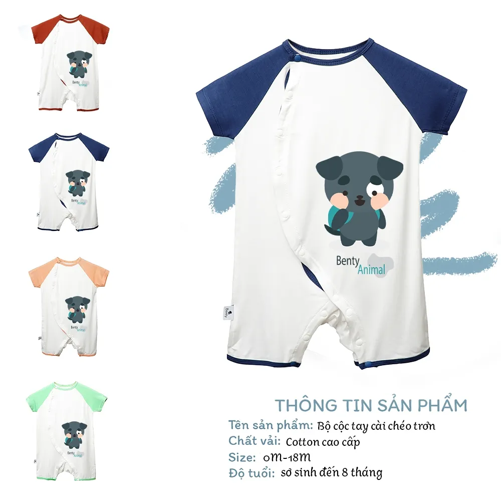 Ảnh Bộ body cộc lệch in hình gấu BENTY BT018 chất liệu mềm mịn mát, bodysuit cho bé dễ thương 2
