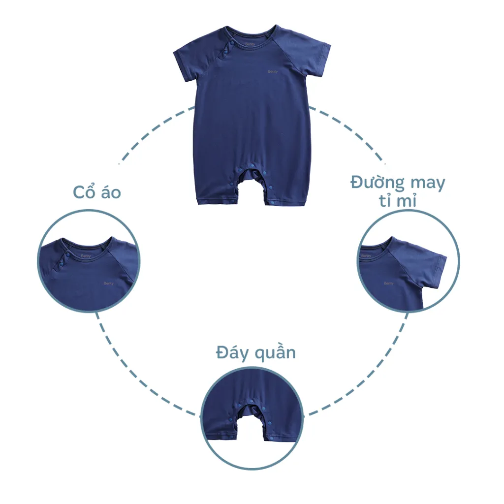 Ảnh Bộ body cộc tay cài chéo BENTY màu trơn,thiết kế tiện lợi,vải cotton an toàn da bé từ 0 đến 18 tháng 3