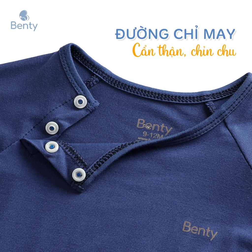 Ảnh Bộ body cộc tay cài chéo BENTY màu trơn,thiết kế tiện lợi,vải cotton an toàn da bé từ 0 đến 18 tháng 4
