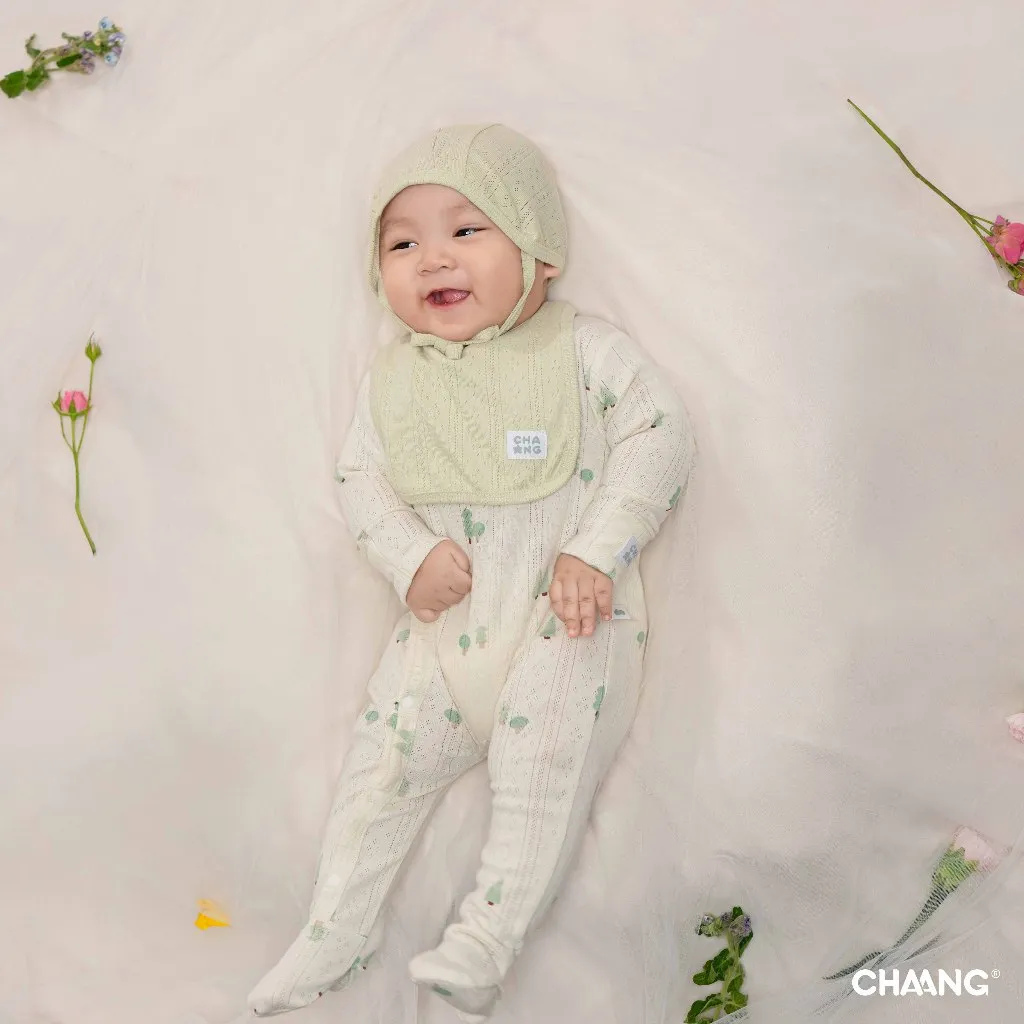 Ảnh Bộ body dài liền tất tích hợp bao tay kèm mũ và yếm Nature cho bé sơ sinh 2