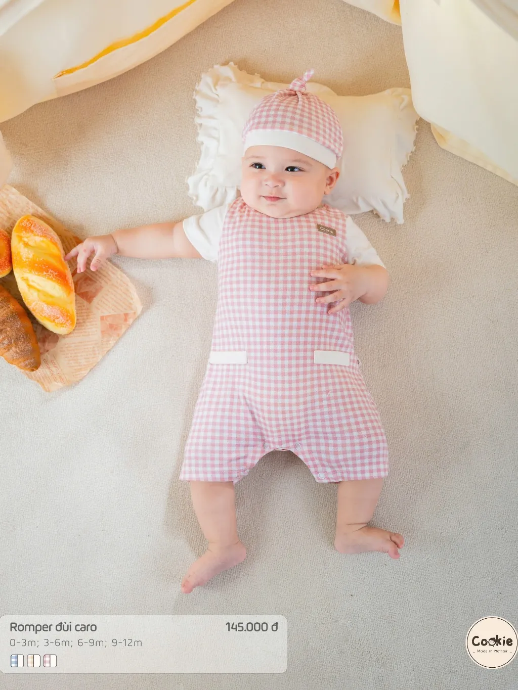 Ảnh Bộ Body Liền Thân COOKIE, Romper Đùi Caro Cho Bé Chất Cotton Từ 0 Đến 12 Tháng 2025 2