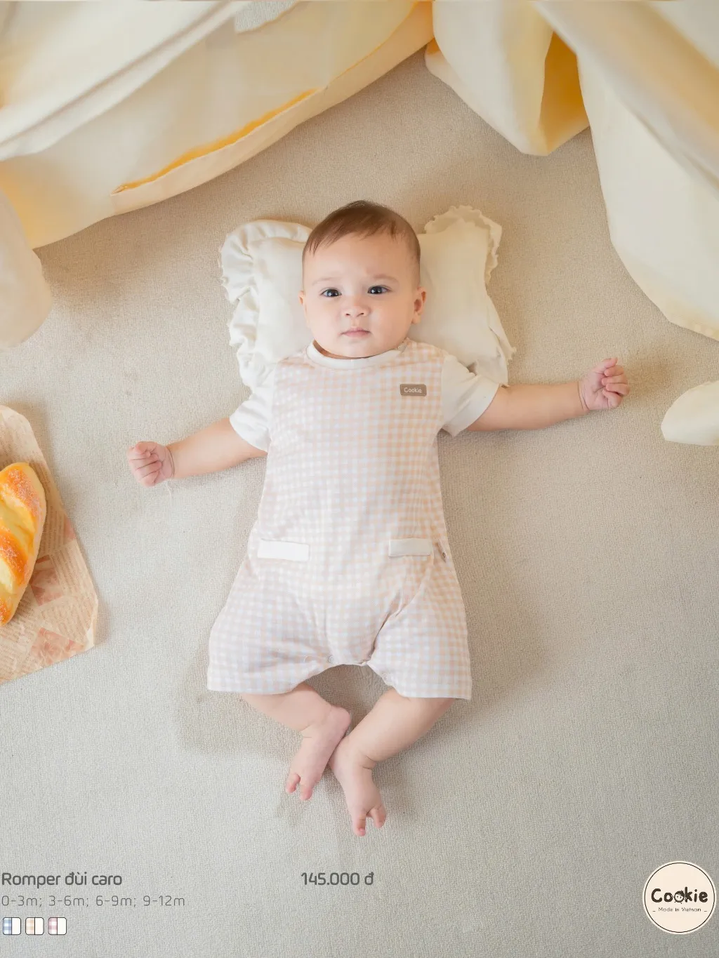 Ảnh Bộ Body Liền Thân COOKIE, Romper Đùi Caro Cho Bé Chất Cotton Từ 0 Đến 12 Tháng 2025 4