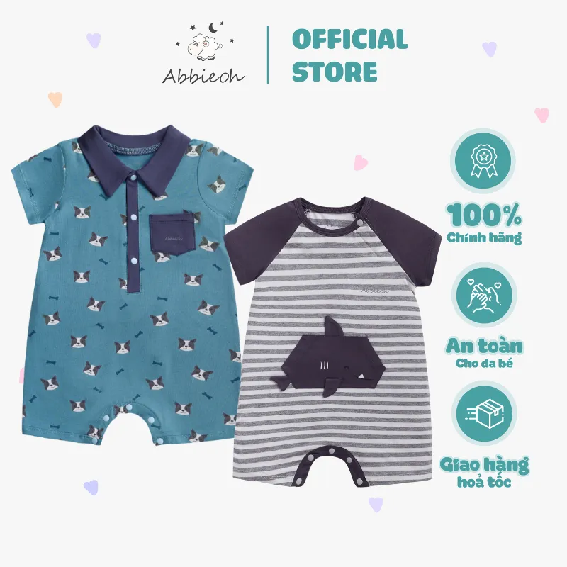 Ảnh Bộ bodysuit cộc tay cotton ABBIEOH hình con vật và xe cho bé 6-12M BD503 BD502 BD533 BD766 2
