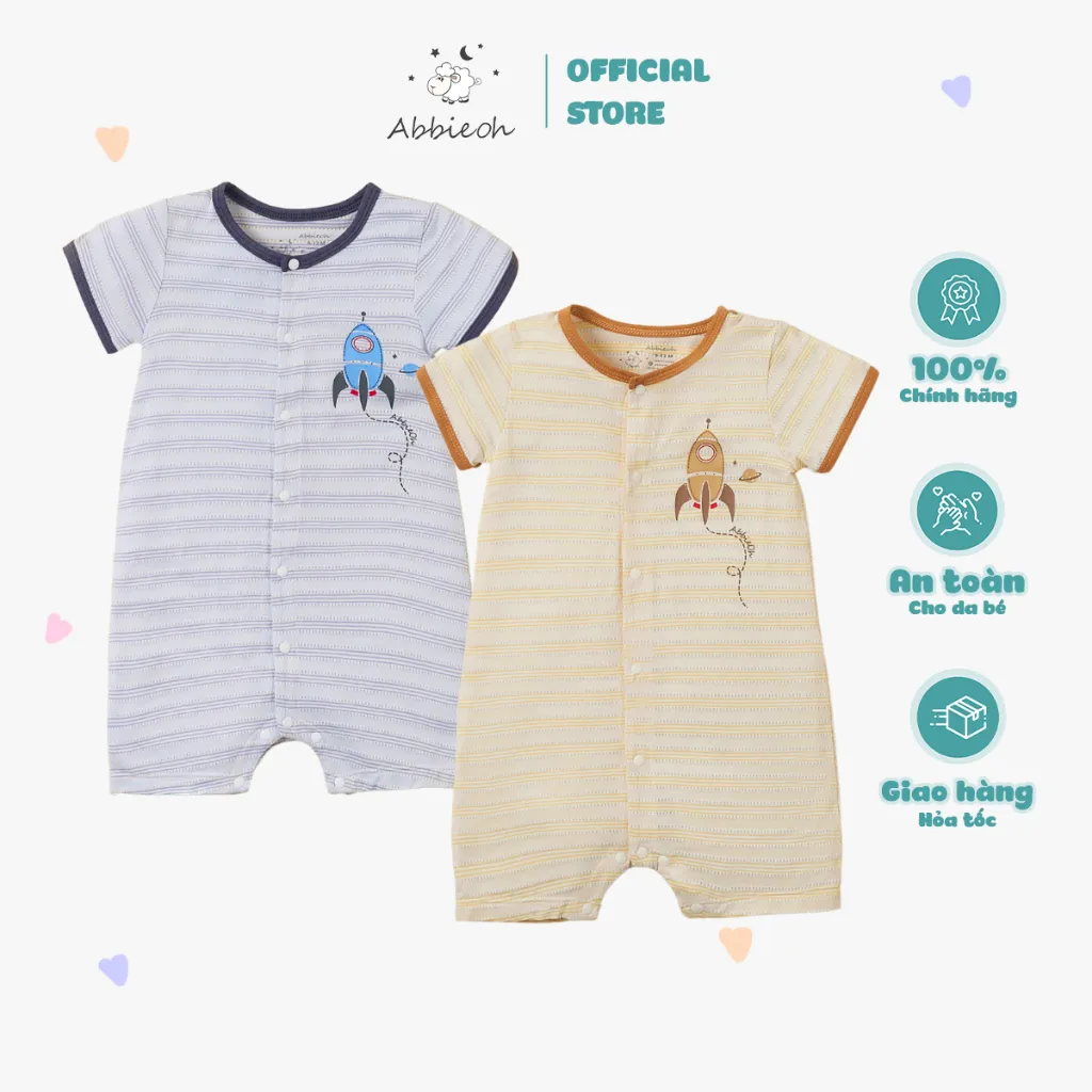 Ảnh Bộ bodysuit cộc tay unisex ABBIEOH cotton mềm mát động vật, vũ trụ cho bé 0-12 tháng BD763 BD758 BD621-625-602 2