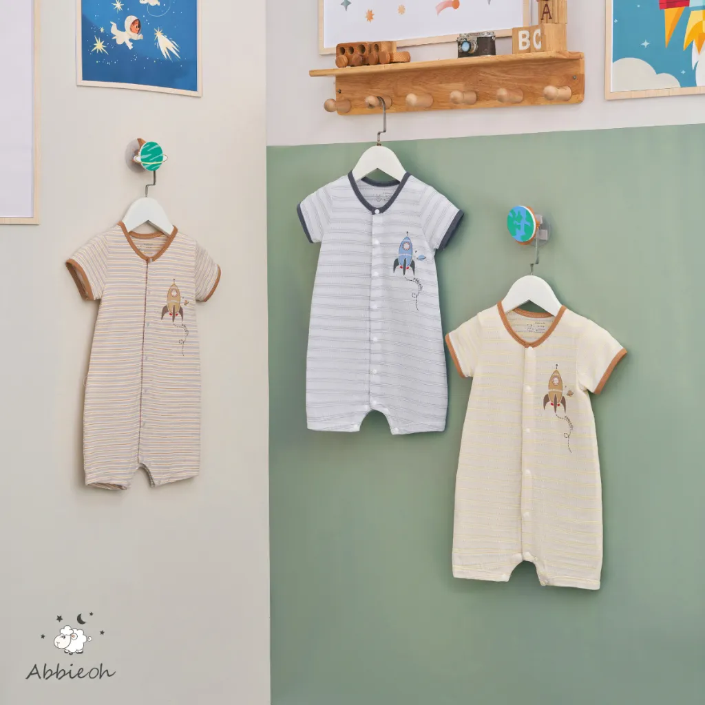 Ảnh Bộ bodysuit cộc tay unisex ABBIEOH cotton mềm mát động vật, vũ trụ cho bé 0-12 tháng BD763 BD758 BD621-625-602 3