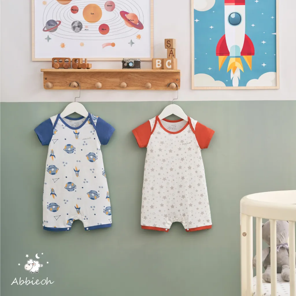 Ảnh Bộ bodysuit cộc tay unisex ABBIEOH cotton mềm mát động vật, vũ trụ cho bé 0-12 tháng BD763 BD758 BD621-625-602 4