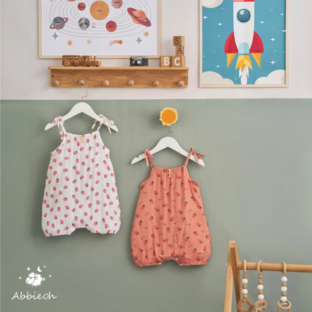 Ảnh Bộ bodysuit hai dây ABBIEOH vai nơ baby đũi lạnh cho bé gái sơ sinh 0-24 Tháng BD423 BD613 BD757 2