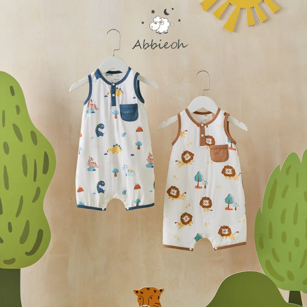 Ảnh Bộ bodysuit sát nách bé trai ABBIEOH in hình con vật cho bé 0-12 tháng BD601 BD762 1