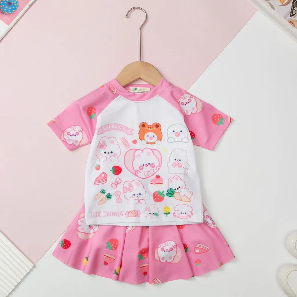 Ảnh Bộ bơi Bé gái chống nắng, nhanh khô LITIBABY kèm chân váy size 3 đến 10 tuổi 1