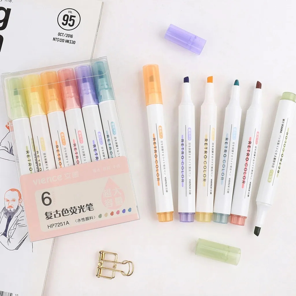 Ảnh Bộ Bút Dạ Quang 6 Màu Highlight Pastel Văn Phòng Phẩm Xinh Xắn Tiện Dụng, Bút Đánh Dấu, Bút Nhớ 2