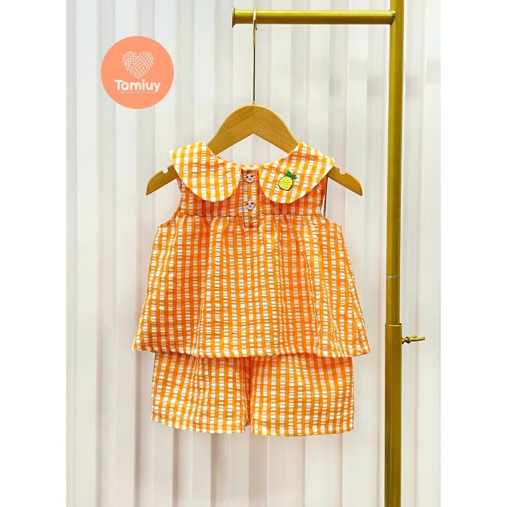 Ảnh Bộ Caro Bé Gái  Tamiuy Phối Họa Tiết , Vải Cotton Mềm Mại (10-38 kg) 2